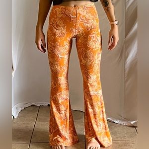 Orange paisley hippie pants